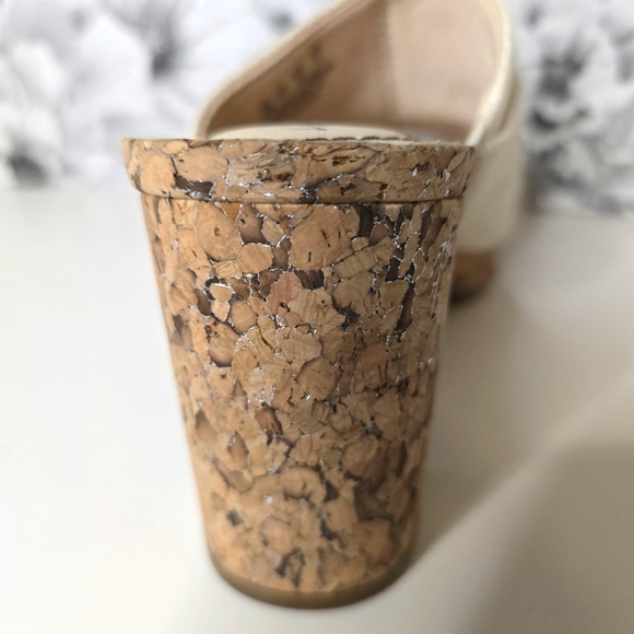 LifeStride Laguna • Size 10 Heels Cream Daisy Cork Heel Mules Opentoe Slides - Picture 5 of 9